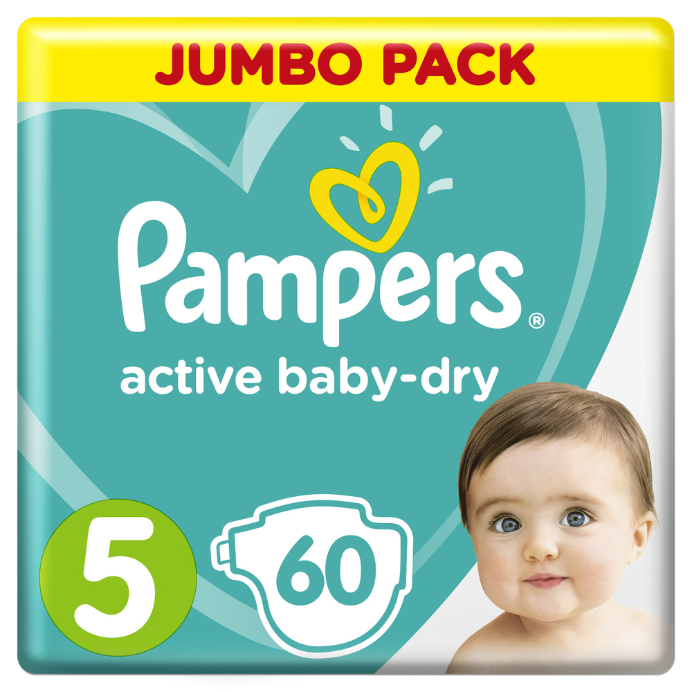 Подгузники Pampers Active Baby-Dry 11-16 кг, размер 5, 60 шт. #1