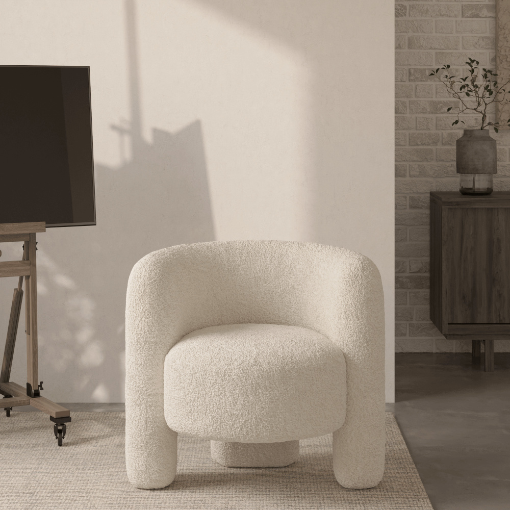 Кресло Zampa мягкое для отдыха дома, в гостиную, детское, искусственный эко мех, овчина, барашек кресло, #1