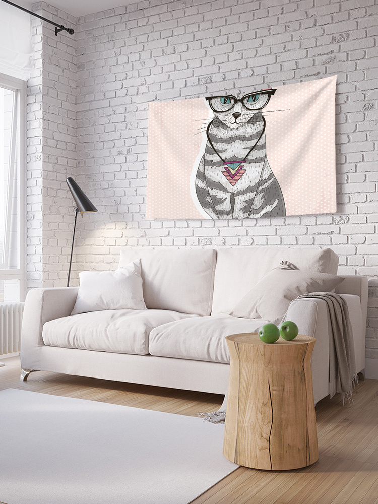 Горизонтальное фотопанно на стену JoyArty "Котик в косынке", из ткани, 100х150 см  #1