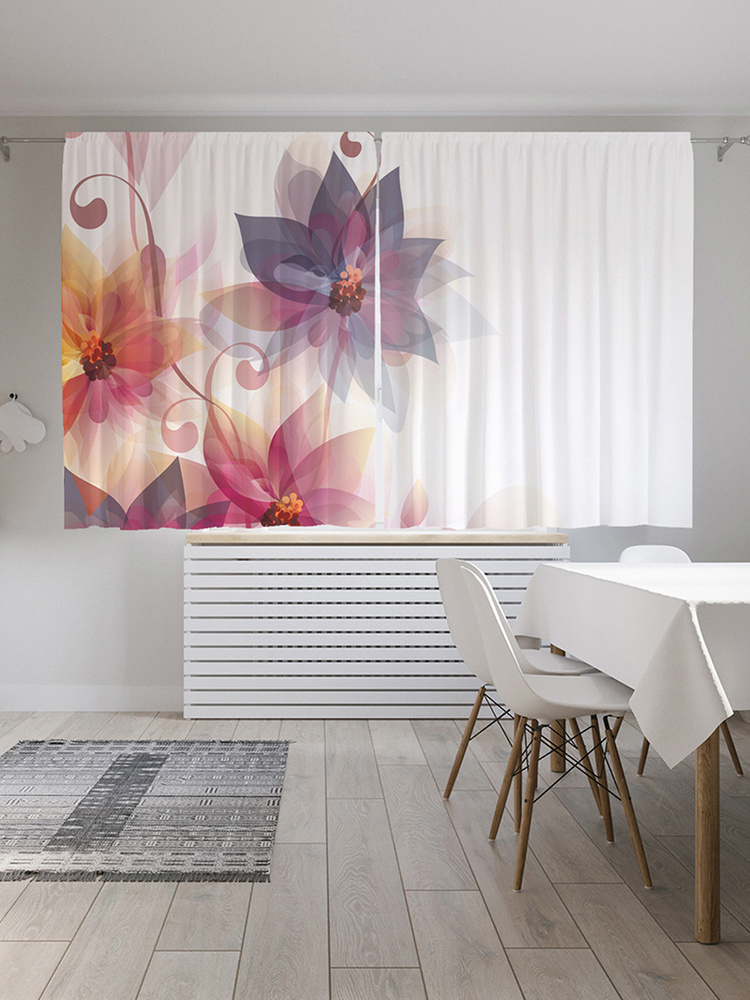 Фотошторы для кухни и спальни JoyArty "Цветы энергии", 2 полотна со шторной лентой шириной по 145 см, #1