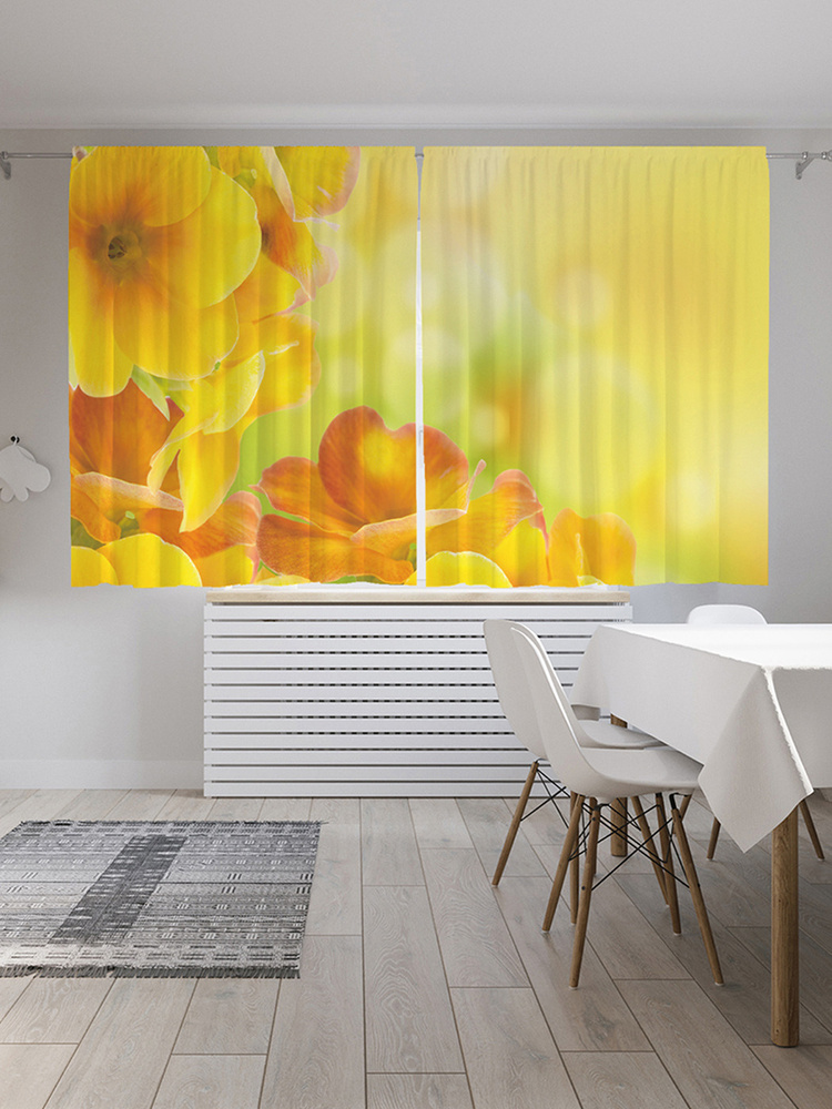 Фотошторы для кухни и спальни JoyArty "Цветы из солнца", 2 полотна со шторной лентой шириной по 145 см, #1