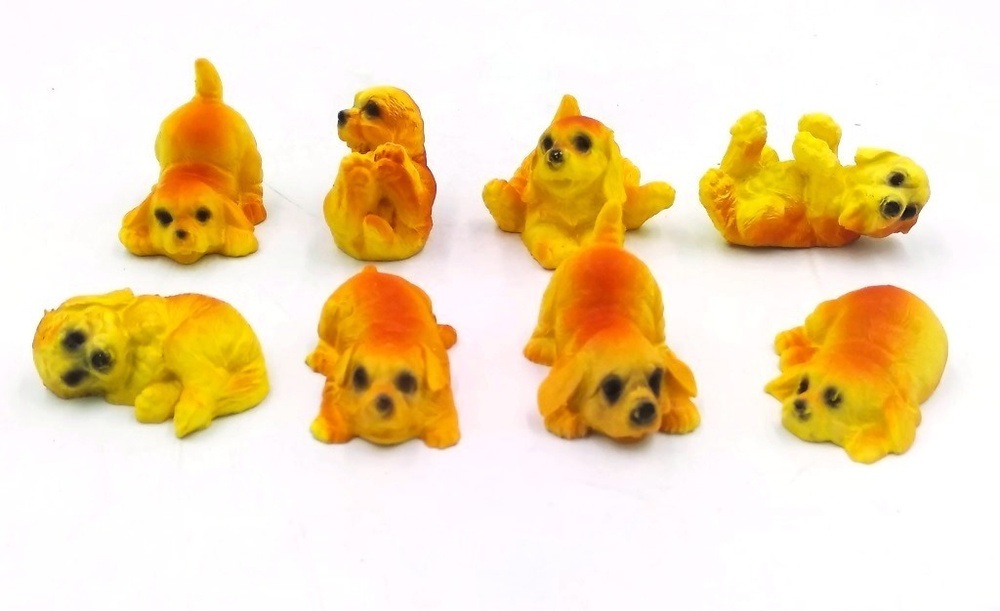 Статуэтка Собака Щенок Забияка 3см полимерная, набор из 8 шт  #1