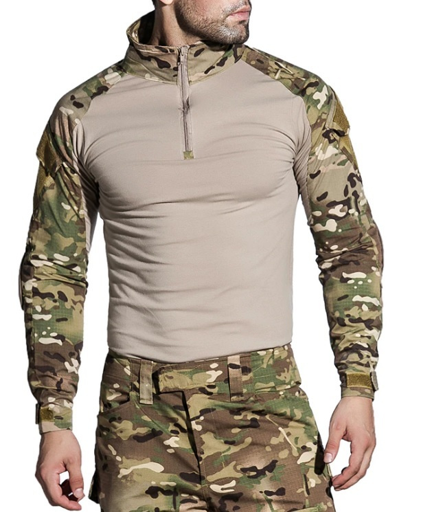 Рубашка тактическая боевая с налокотниками камуфляж MTP Combat Shirt MTP light 2XL (52)  #1