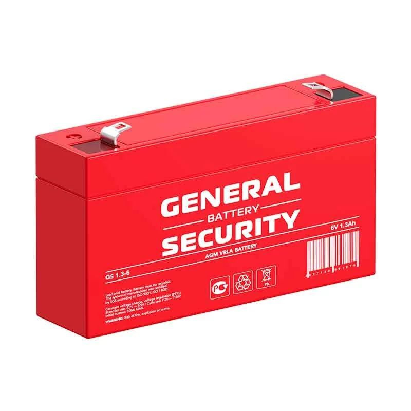 Свинцово-кислотный аккумулятор general security GS 1.3-6 ( 6V 1.3AH) для медицинской техники / телекоммуникации #1