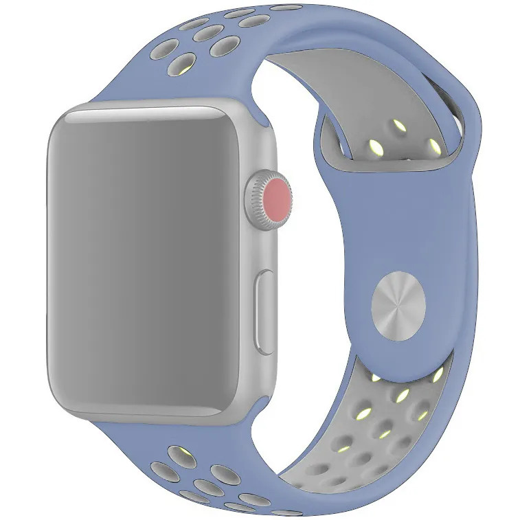 Cиликоновый ремешок спортивный для Apple Watch Series 1-8 - 38/40/41 мм (эпл вотч), небесно голубой  #1