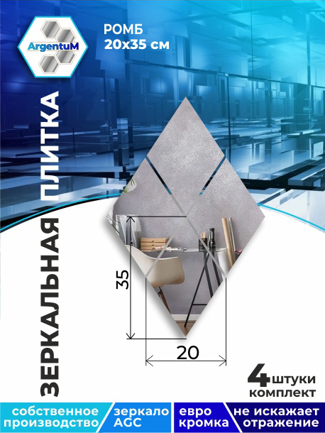 ArgentuM Зеркальное панно, 20 см х 34,6 см, 4 шт #1