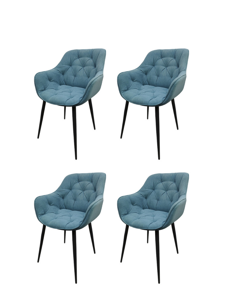Кухонные стулья 4шт Честер голубой, светло-синий велюр c обивкой без поворотного механизма Boska 16  #1