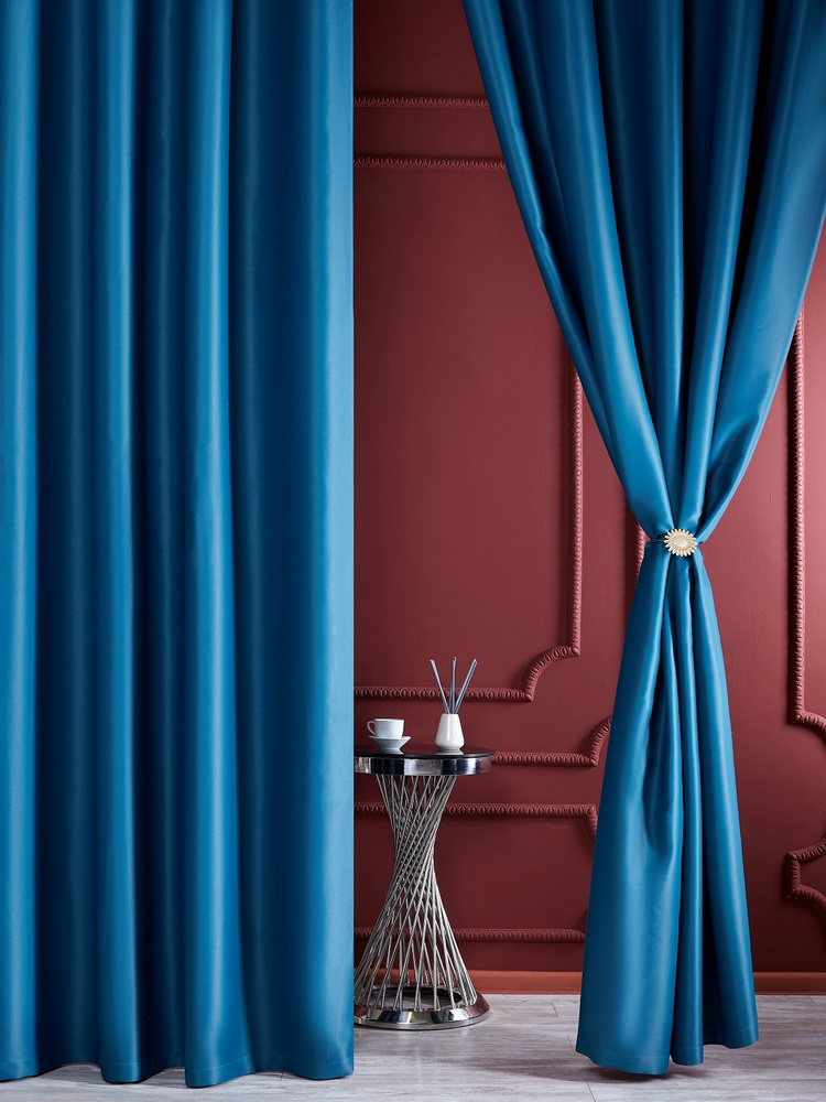 Айвори Комплект штор Блэкаут-Жасмин 270х300см, тёмно-бирюзовый  #1