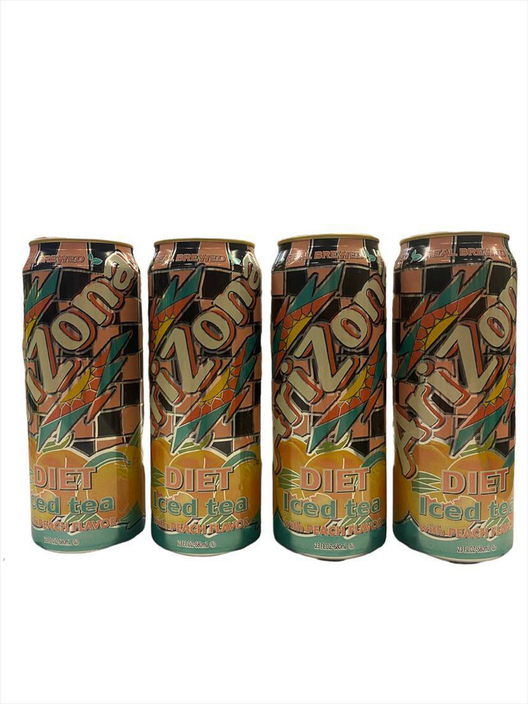 Холодный чай, Arizona Diet Peach Tea/Аризона Диетический Персиковый 0.680 л (США)*4шт  #1