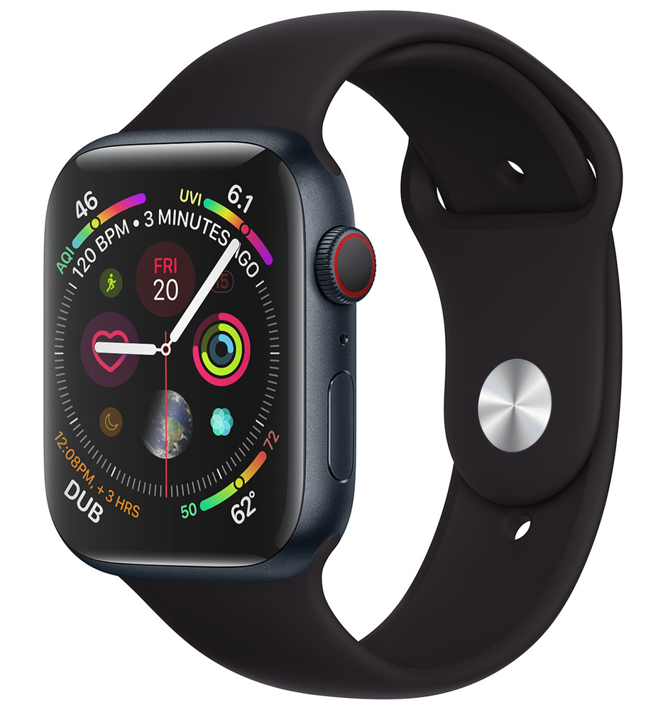 Ремешок силиконовый для Apple Watch в корпусе 42/44/45 мм, размер запястья - S(M), Темно-серый ремешок #1