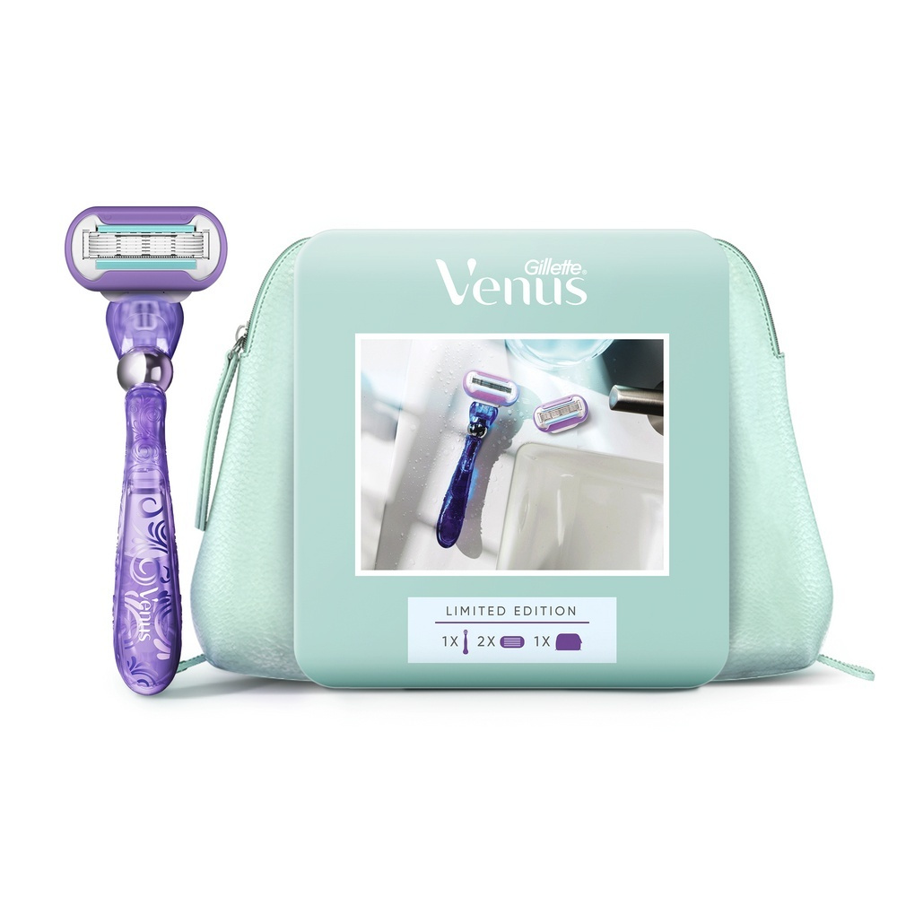 Подарочный набор Gillette Venus, бритва с кассетой, сменная кассета, Vitamin E, 1 шт, с косметичкой  #1