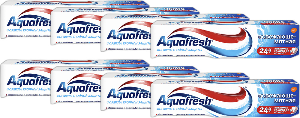 Зубная паста Aquafresh Тройная защита Освежающе-мятная, комплект: 8 упаковок по 100 мл  #1