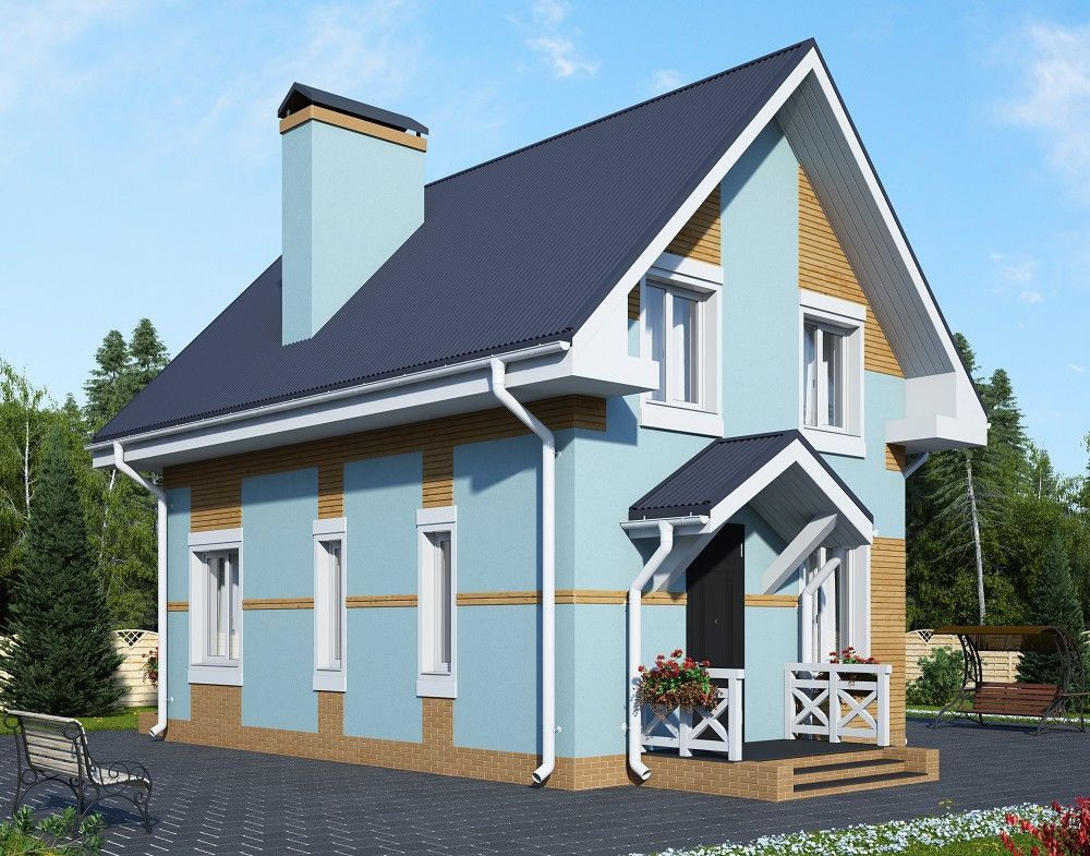(88м2, 9х6м) Готовый проект двухэтажного дома из газобетона с крыльцом и камином - AS-1626-2  #1