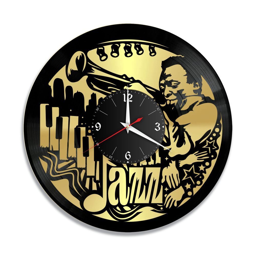 RedLaser Настенные часы "Музыка (Джаз) золото, из винила, №19", 30 см  #1