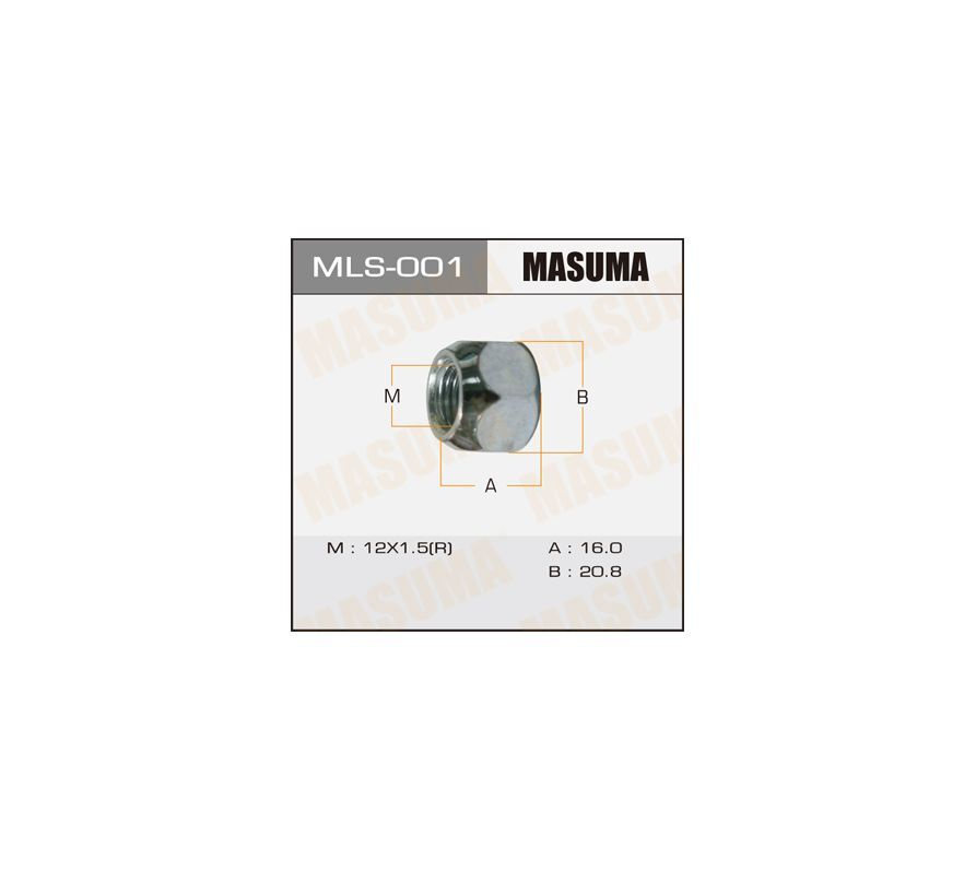 Гайка "Masuma" MLS-001 12x1.5 "открытая", ключ d21,22 (1 шт.) #1
