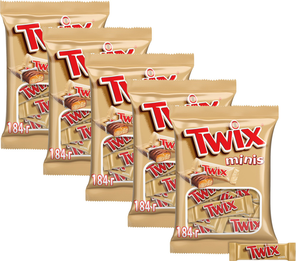 Батончик Twix Minis шоколадный, комплект: 5 упаковок по 184 г #1