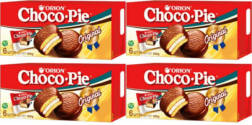 Печенье Orion Choco-pie в глазури 30 г х 6 шт, комплект: 4 упаковки по 180 г  #1