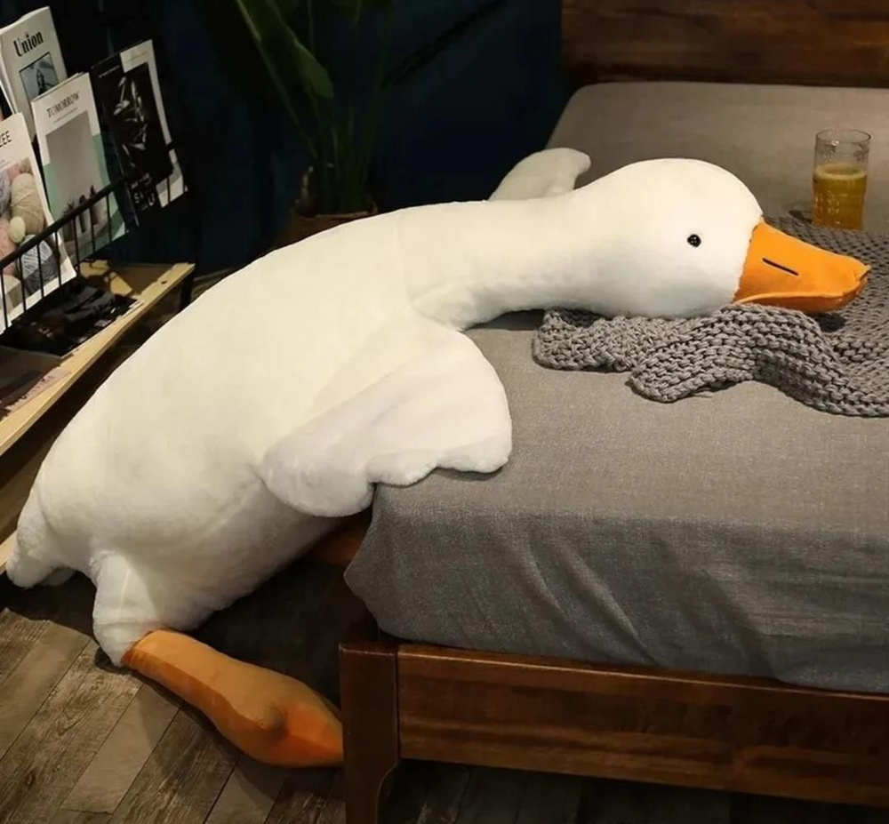Мягкая игрушка Гусь 130 см/ Гусь-обнимусь/ Белый гусенок подушка ...