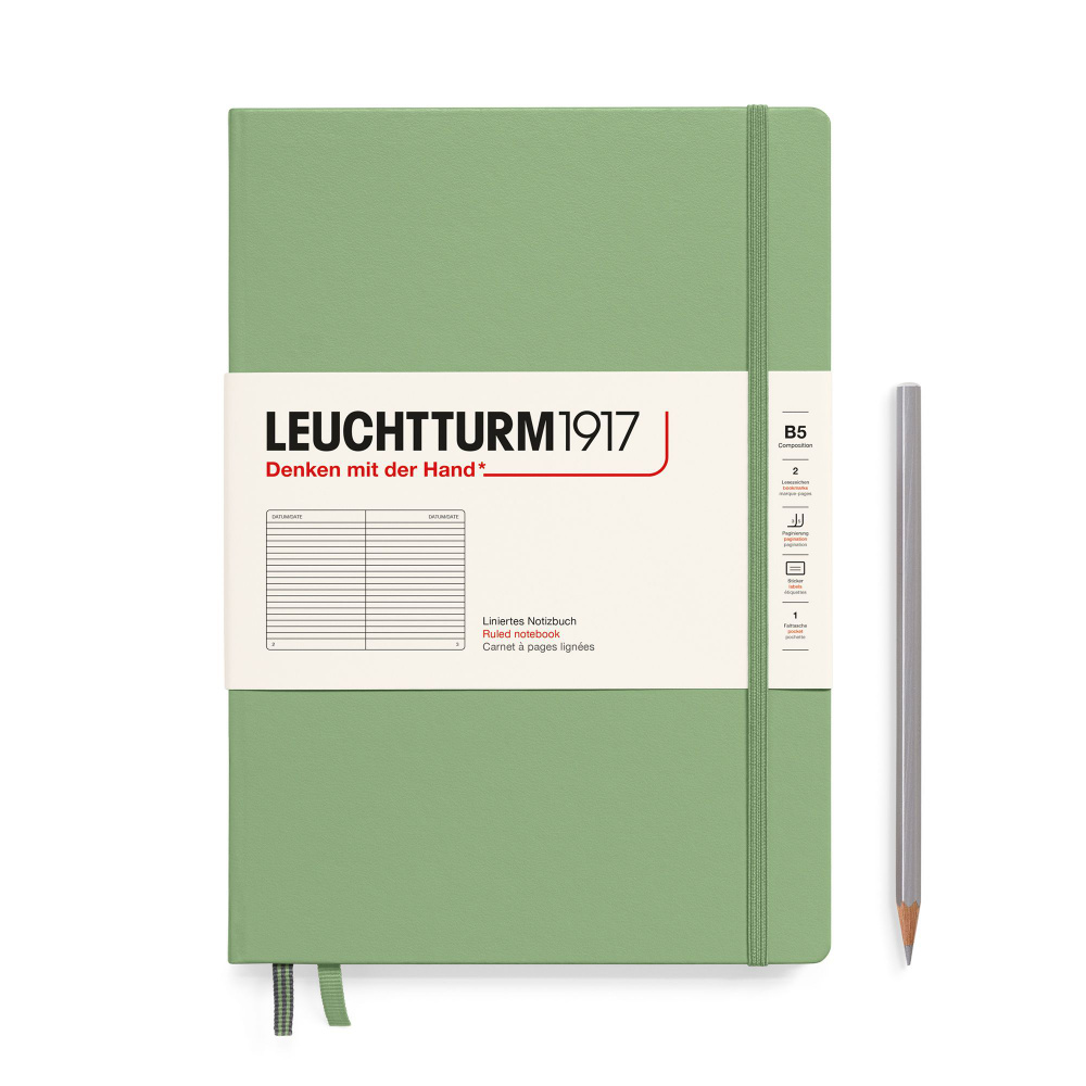 Блокнот Leuchtturm1917 Composition B5, в линейку, твердая обложка, шалфей  #1