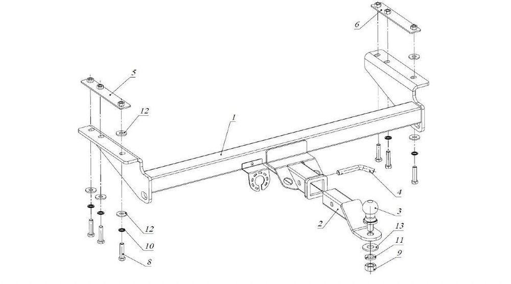 Фаркоп Бизон на Toyota Hilux FA 0971-E (с 2015 г.в.) (паспорт и сертификат в комплекте)(без электрики) #1