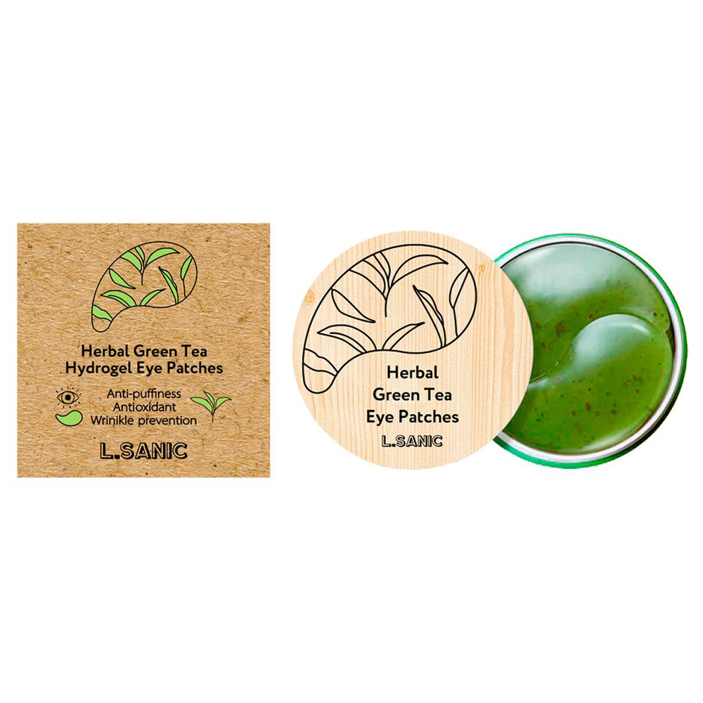 L.Sanic Гидрогелевые патчи с экстрактом зеленого чая Herbal Green Tea Hydrogel Eye Patches 60шт  #1