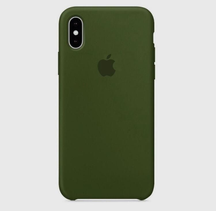 Силиконовый чехол Soft Touch на iPhone (Айфон) 10 / X / XS (с логотипом), темно-зеленый  #1