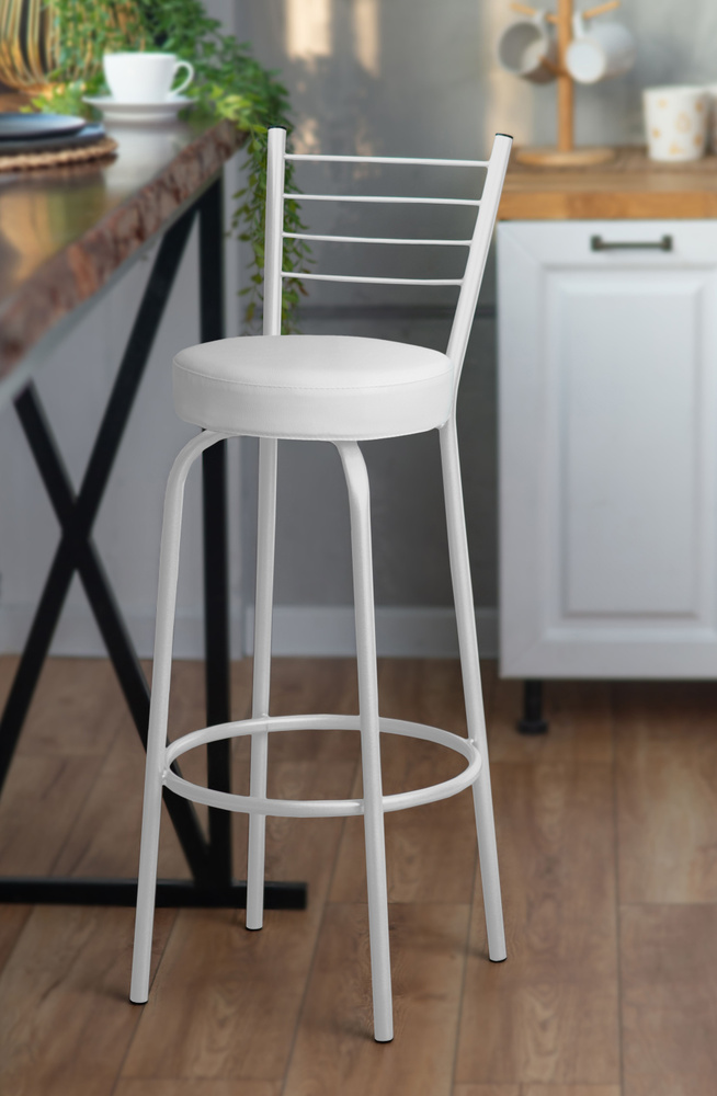 Барный стул кухонный высокий со спинкой для дома и кухни, стойки, на балкон, круглое мягкое сиденье  #1