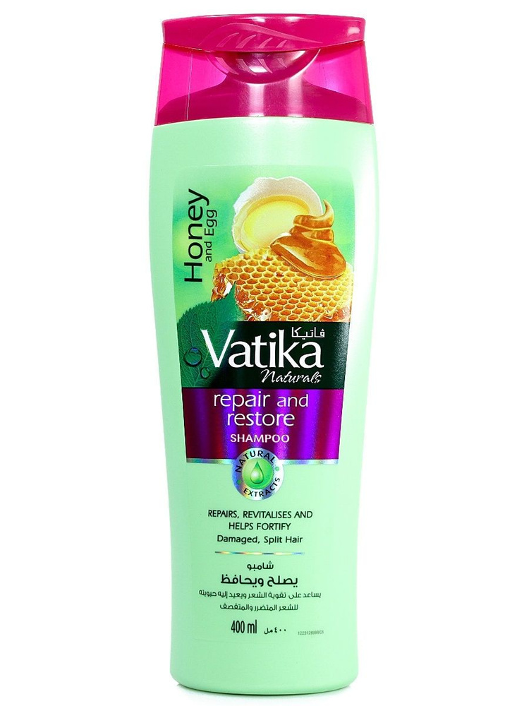 Шампунь Dabur Vatika исцеление и восстановление для поврежденных и секущихся волос, мед и яйцо, Honey #1