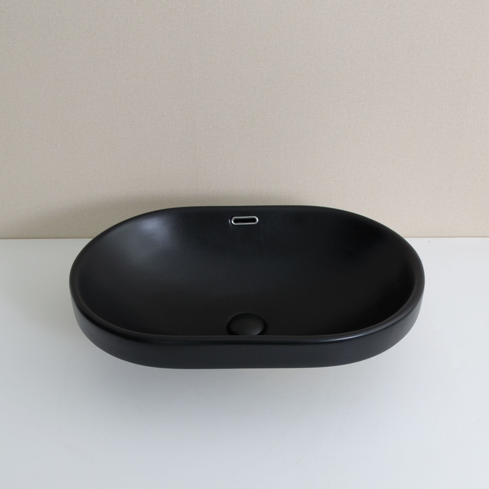 Раковина для ванной / Раковина врезная CeramaLux 5006CMB черная матовая с внутренним переливом  #1