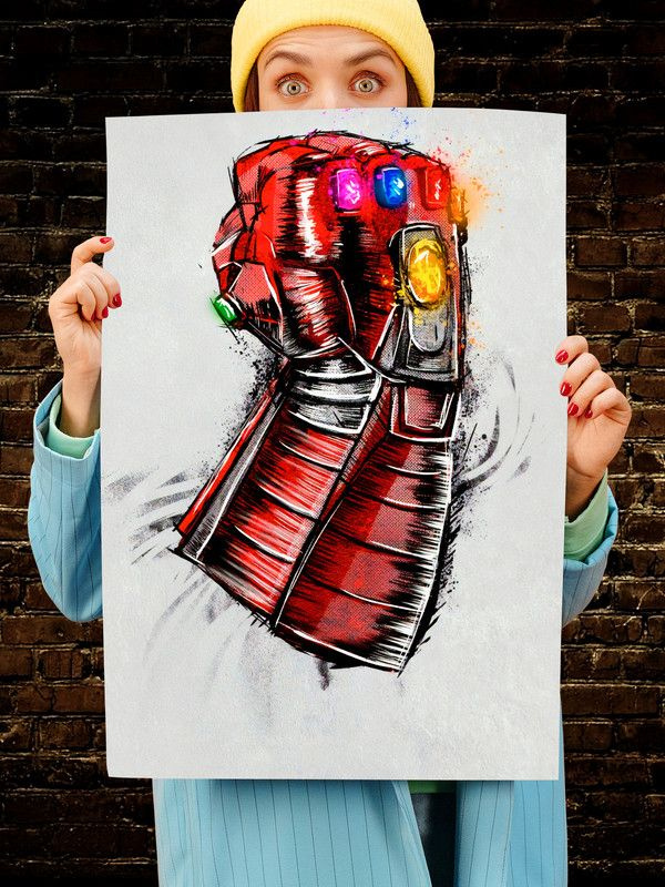 Постер интерьерный Перчатка Таноса, 70х46 см. Матовый яркий. Бесконечности Мстители  #1