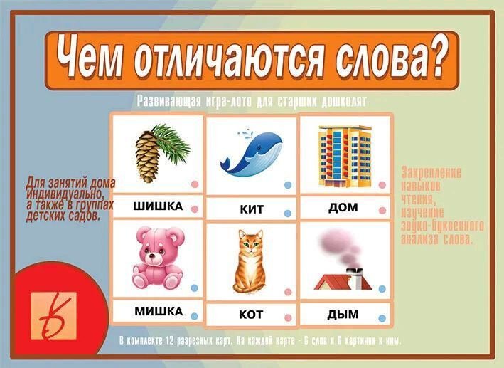 Развивающая игра-лото "Чем отличаются слова ? " #1