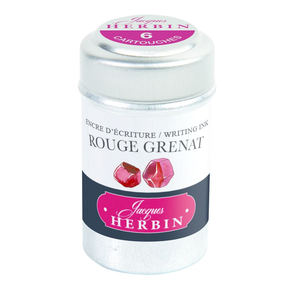 Картриджи для перьевой ручки Herbin, Rouge grenat Красный гранат, 6 шт, международный формат, короткие #1