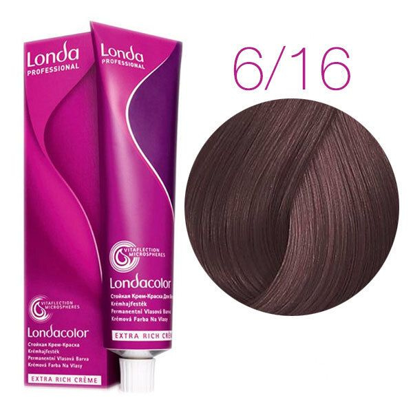 Londa Color стойкая крем-краска, 6/16 темный блонд пепельно-фиолетовый, 60мл  #1