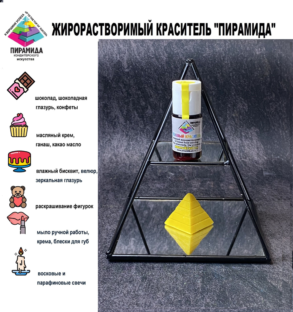 Краситель для шоколада Пирамида ЖЁЛТЫЙ жирорастворимый 18 мл  #1