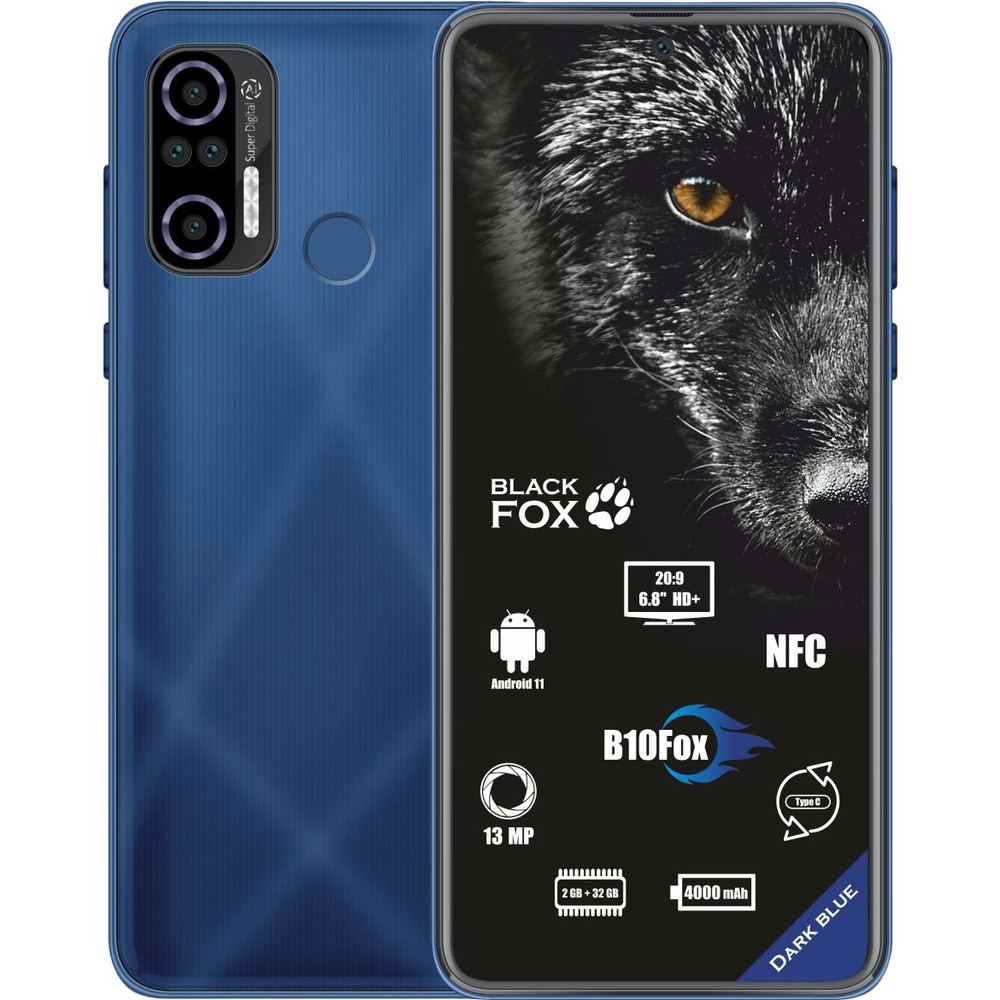 BLACK FOX Смартфон B10 FOX NFC 2/32 ГБ, темно-синий #1