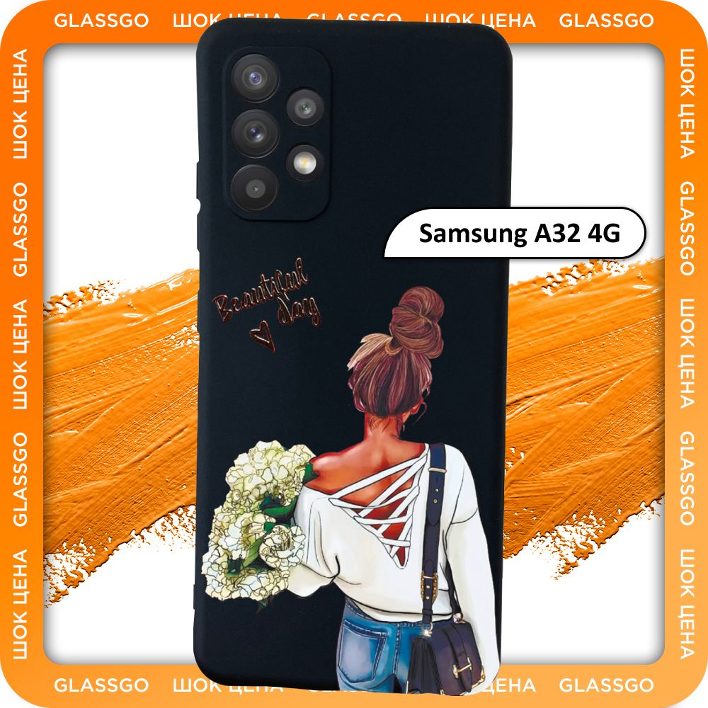 Чехол силиконовый с рисунком девушка с цветами на Samsung A32 4G / для Самсунг А32  #1