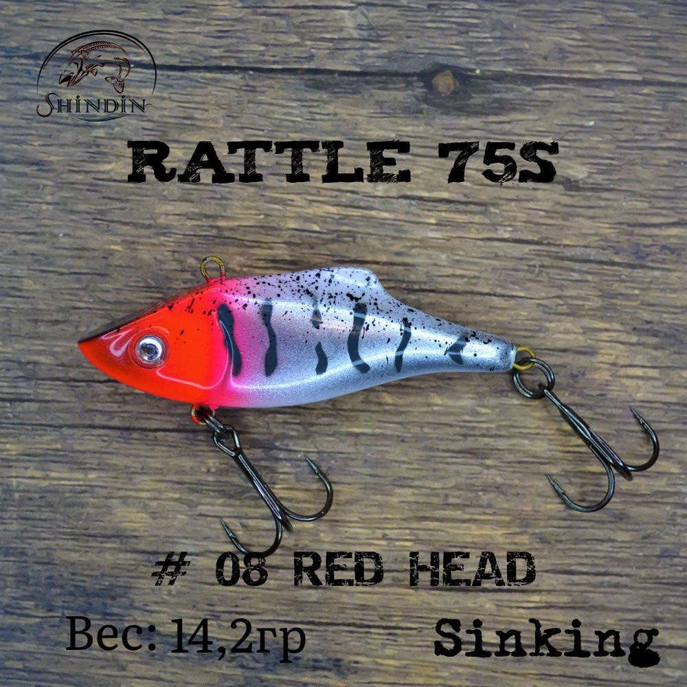 Воблер SHINDIN Rattle 75S #08 Red Head #1