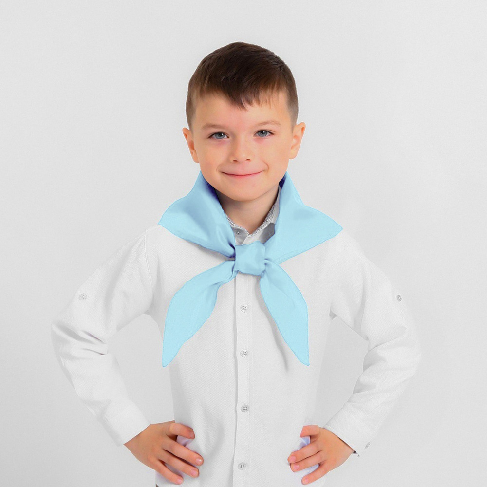 Детский пионерский светло-голубой галстук для творческих, спортивных и школьных праздников, 10 шт  #1