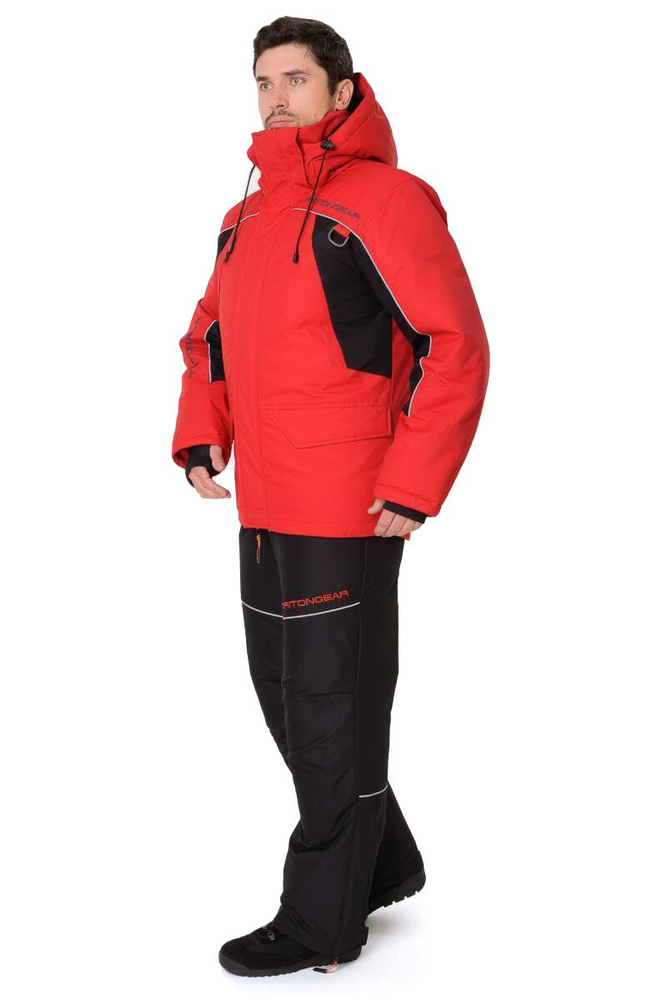 Зимний костюм для рыбалки и охоты "Поплавок SKIF -40" от TRITONGEAR. Ткань: Таслан. Цвет: Красно-чёрный. #1