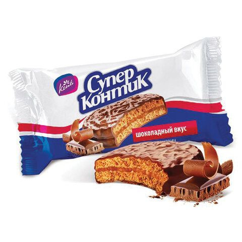 Печенье-сэндвич 7 шт по 100 г СУПЕР-КОНТИК с шоколадным вкусом  #1