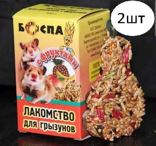 Лакомство для грызунов БОСПА Груша 3в1 с фруктами 100г х 2шт, вкусняшки  #1