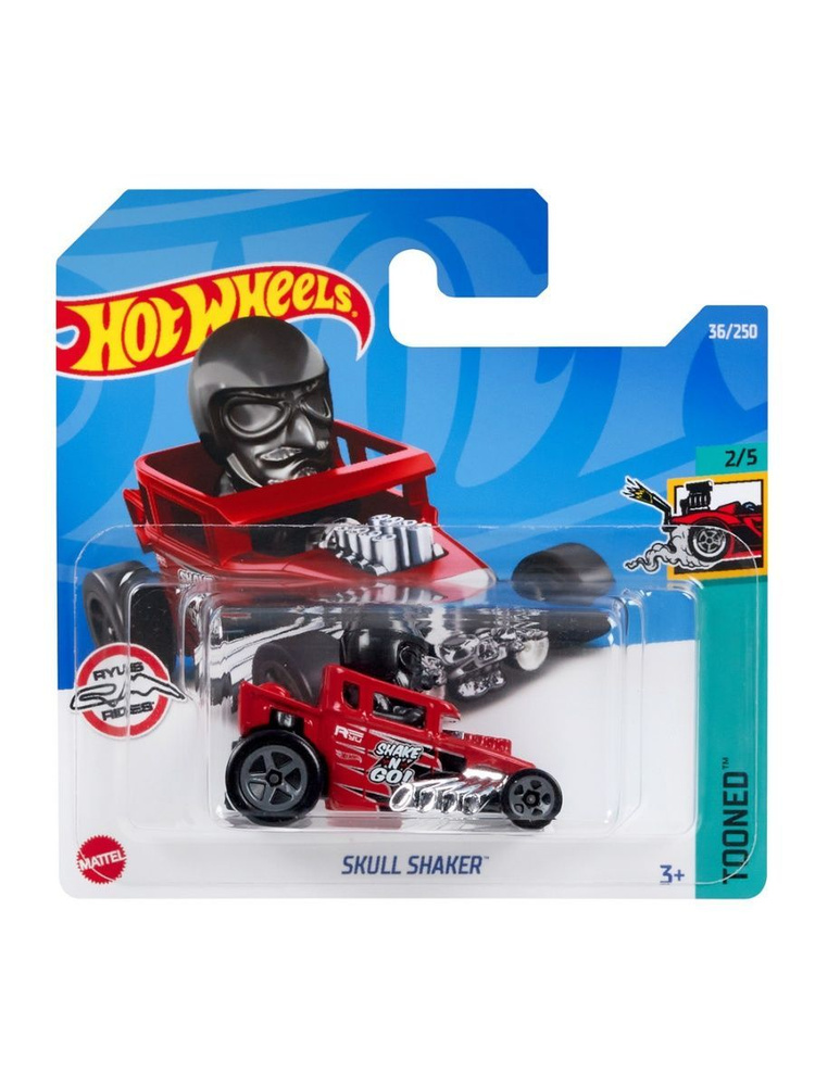 HCX87 Машинка металлическая игрушка Hot Wheels коллекционная модель SKULL SHAKER красный  #1
