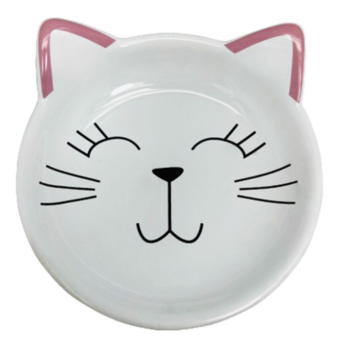 Миска для кошек, керамическая, белая в форме мордочки кошки, 1 шт.  #1