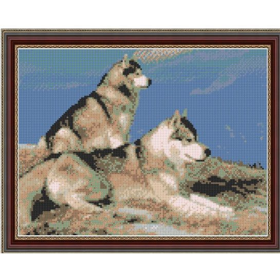 Алмазная мозаика / картина стразами "Два волка", 30х40 полная выкладка, без подрамника  #1