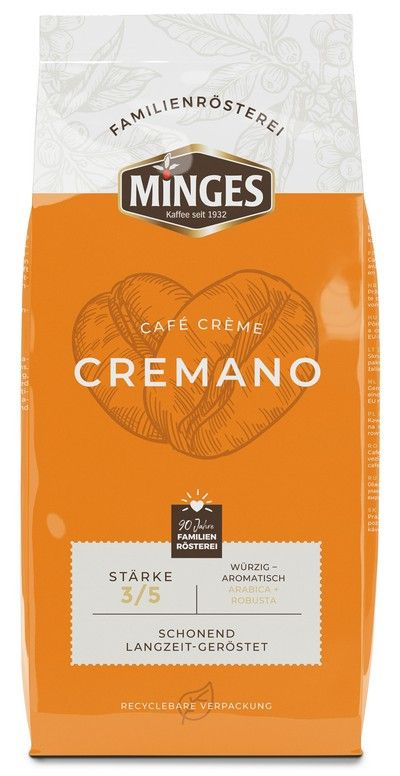 Кофе натуральный жареный в зернах Minges Cafe Cremano (60% арабика, 40% робуста) 1000 г (Германия)  #1