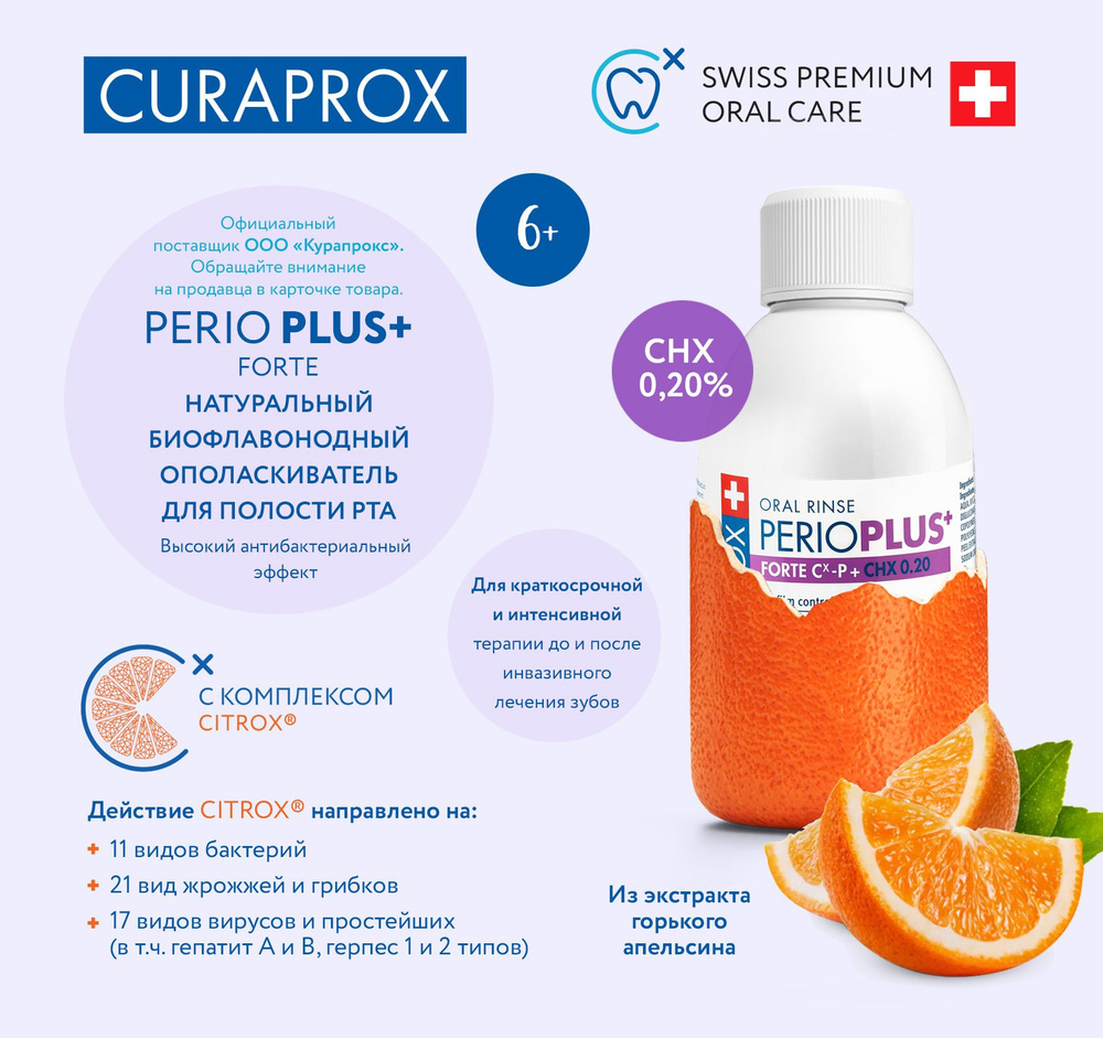 CURAPROX Лечебный ополаскиватель для полости рта с хлоргексидином 0,20% для взрослых и детей от 6 лет, #1