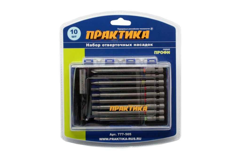 Набор бит (10 шт; PH; PZ; SL; T/Torx; TW; 100 мм) ПРАКТИКА 777-505 #1