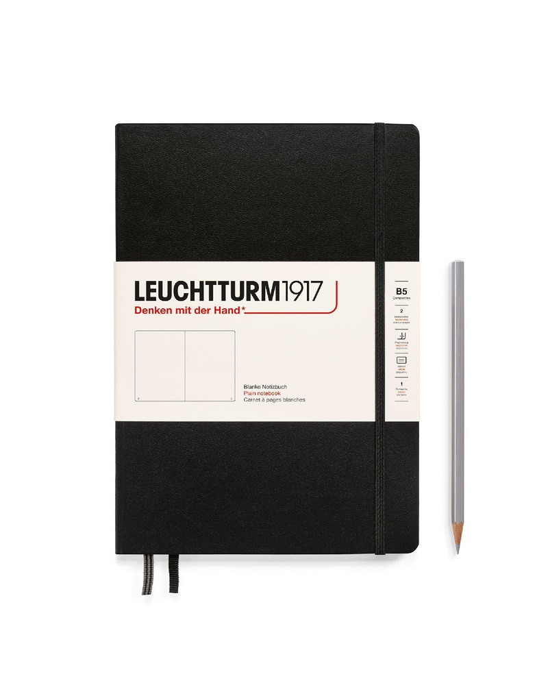 Блокнот Leuchtturm1917 Classic B5 (17.8x25.4см), 80г/м2, 219 стр. (109 л.), без разметки, твердая обложка #1