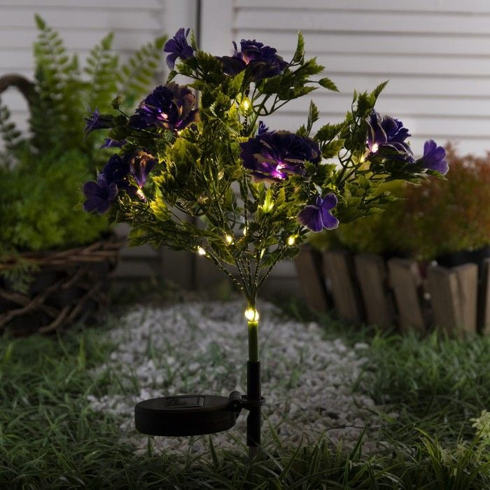 Садовый светильник на солнечной батарее Кустовая роза, 62 см, 28 LED, свечение тёплое белое  #1