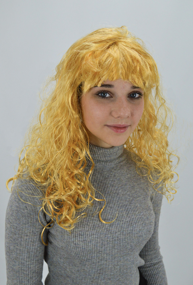 Парик жёлтый длинный карнавальный волосы локоны #1